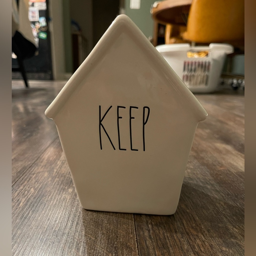 Rae Dunn Cream 'Keep' House Container